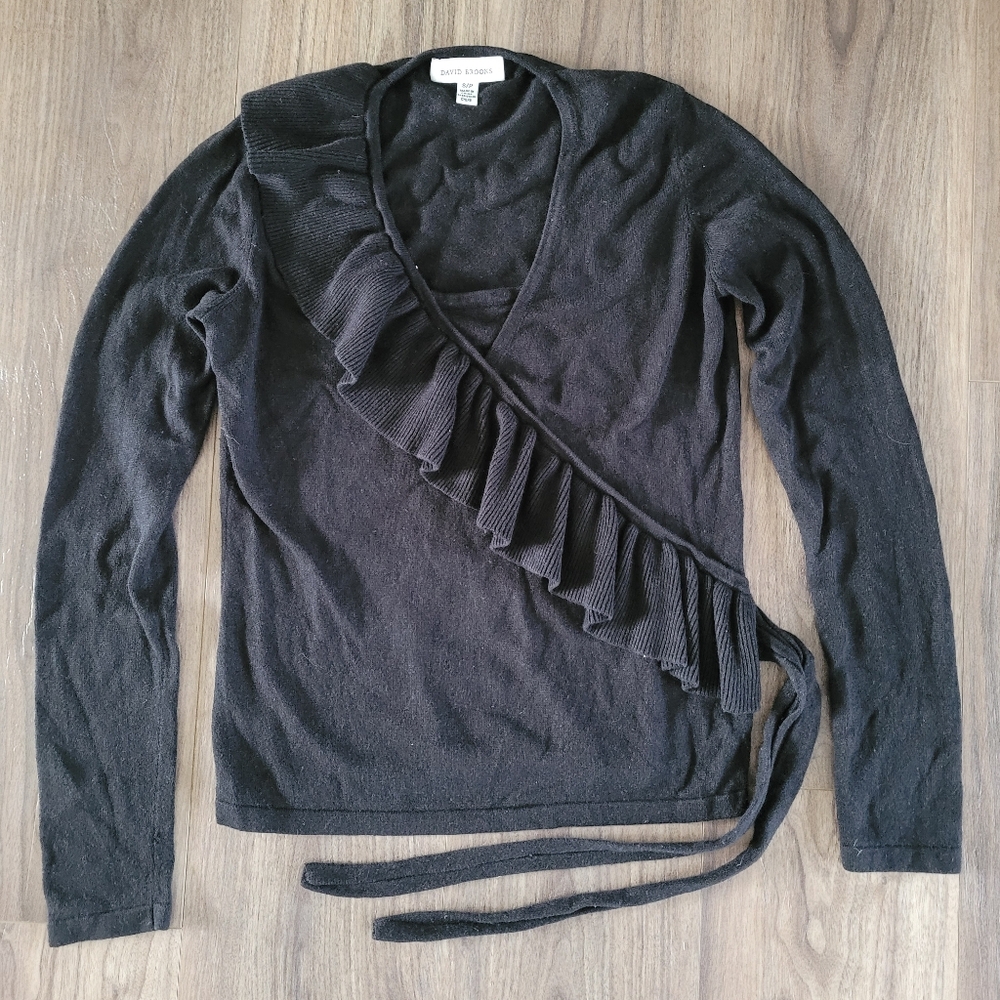 David Brooks Black Ruffled Blouse